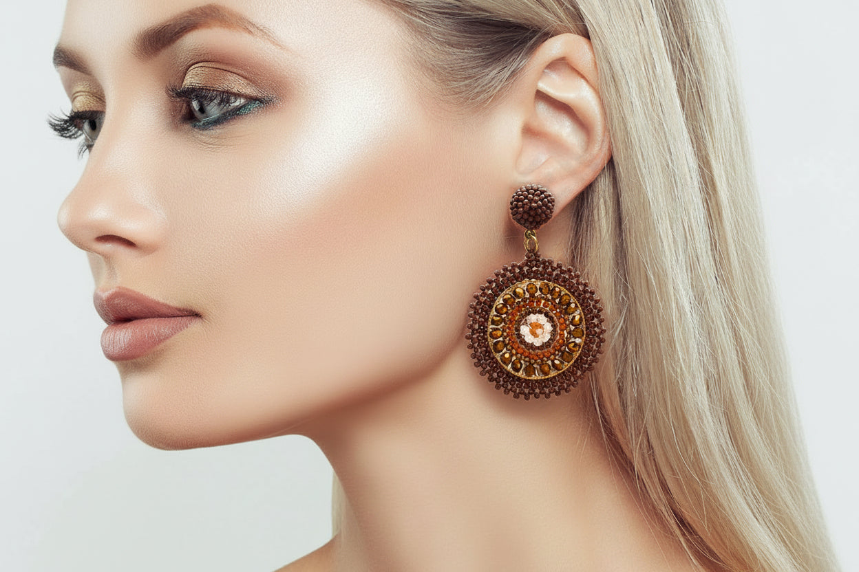 Colorful Beaded Earrings,Hoop Dangle Earrings, Bohemia Boho Tassel Earrings