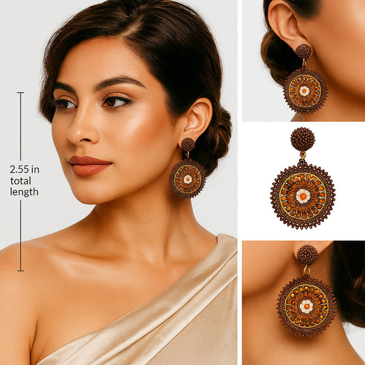 Colorful Beaded Earrings,Hoop Dangle Earrings, Bohemia Boho Tassel Earrings FER1009-1