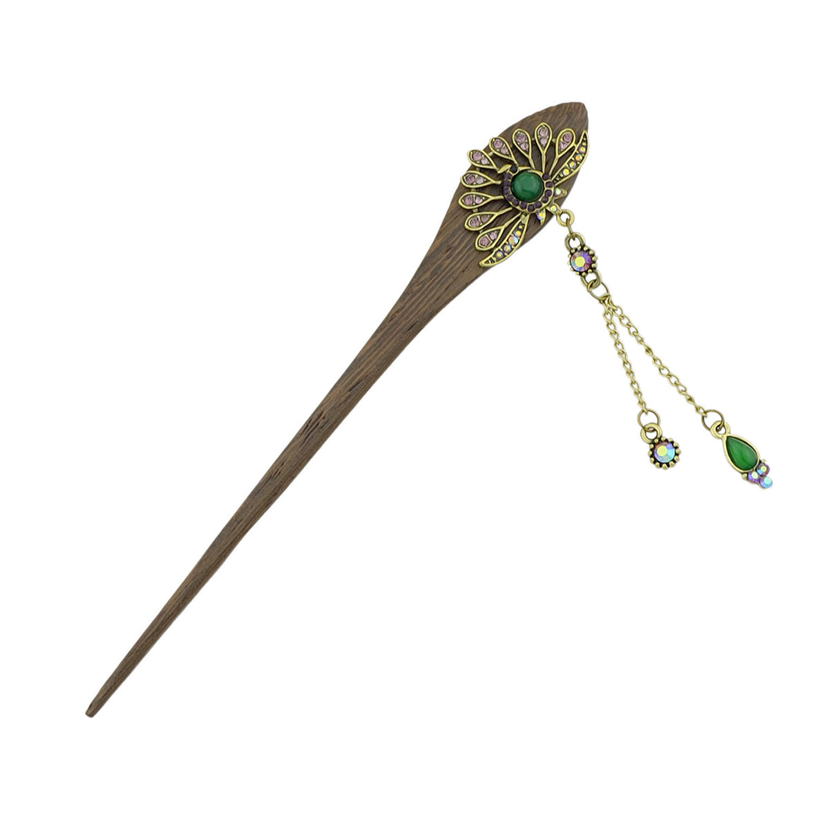 Traditional Style Colorful Rhinestone Peacock Hair Sticks Women Hair Accessories-5