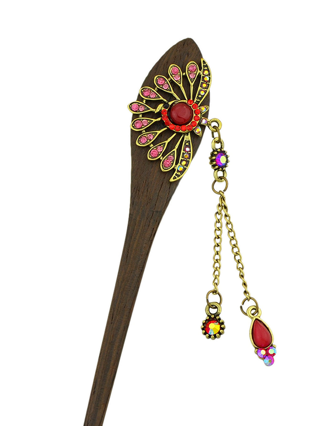 Traditional Style Colorful Rhinestone Peacock Hair Sticks Women Hair Accessories-1