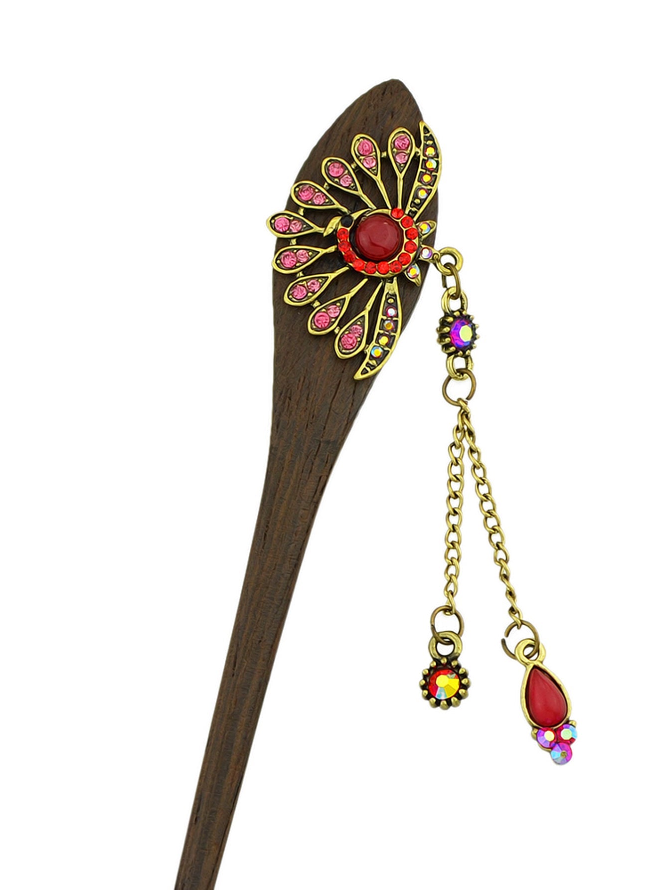 Traditional Style Colorful Rhinestone Peacock Hair Sticks Women Hair Accessories-1