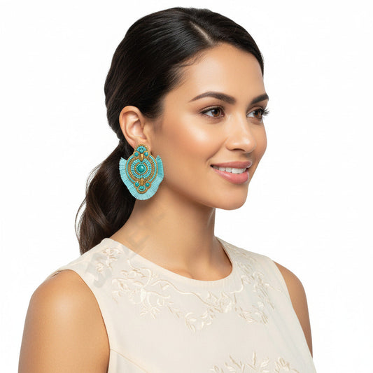 Colorful Beaded Earrings,Hoop Dangle Earrings, Bohemia Boho Tassel Earrings FER1003-0