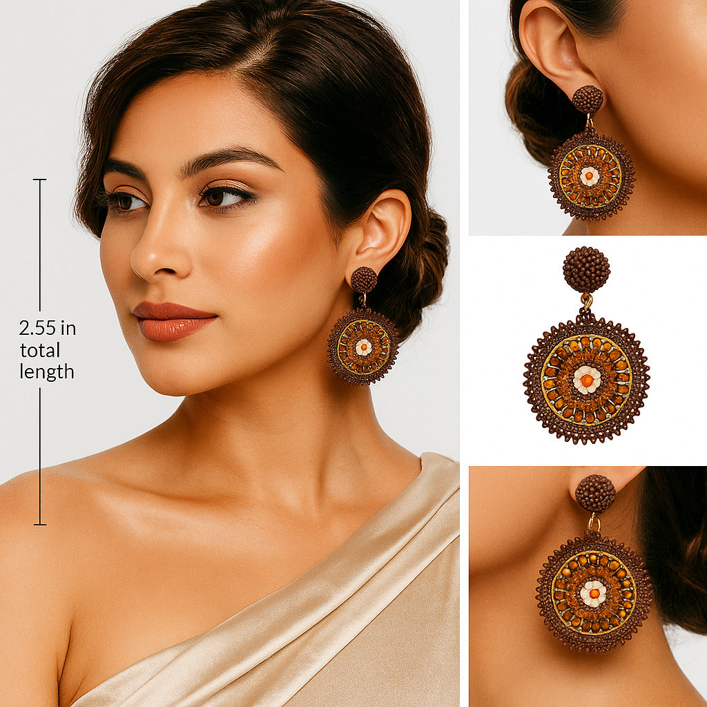 Colorful Beaded Earrings,Hoop Dangle Earrings, Bohemia Boho Tassel Earrings FER1009-1