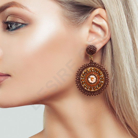 Colorful Beaded Earrings,Hoop Dangle Earrings, Bohemia Boho Tassel Earrings FER1009-4